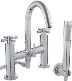 Hudson Reed Tec Bath Shower Mixer Faucet, Small Spout & Cross Handles.