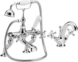 Hudson Reed Topaz Basin & Bath Shower Mixer Faucet Set (Free Shower Kit).