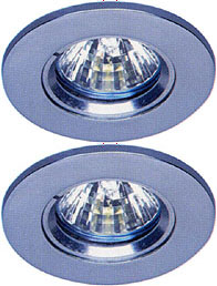 Lights 2 x Low voltage chrome halogen downlighter with lamps & transformers.