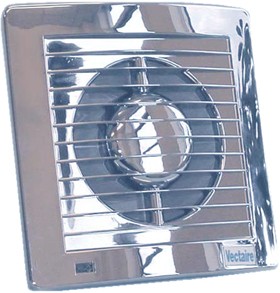 Vectaire Slim Line Axial Standard Extractor Fan. 100mm (Chrome).