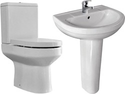 XPress Curv 4 Piece Bathroom Suite With Toilet, Seat & 510mm Basin.