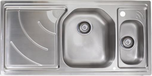 Additional image for Echo 1.5 bowl stainless steel kitchen sink with left hand drainer.