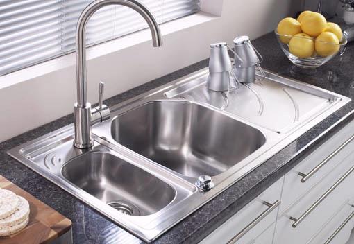 Additional image for Echo 1.5 bowl stainless steel kitchen sink with right hand drainer.