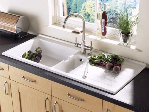 Additional image for Jersey 1.5 bowl sit-in ceramic kitchen sink with right hand drainer.