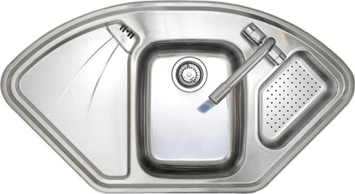 Additional image for Lausanne Deluxe stainless steel corner kitchen sink.
