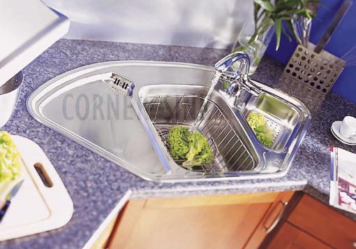 Additional image for Lausanne Deluxe stainless steel corner kitchen sink.