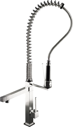 Additional image for Brushed Steel Professionale Kitchen Faucet & Rinser.  900mm High.