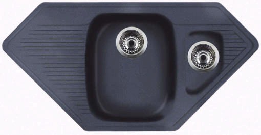 Additional image for Vector 1.5 bowl black composite corner kitchen sink.