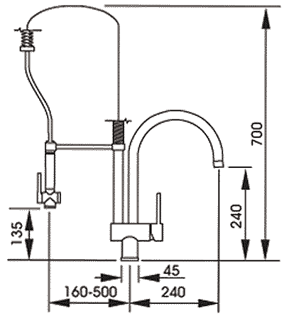 Additional image for Alto Professional Kitchen Faucet With Rinser (Chrome).