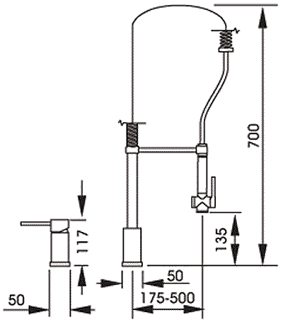 Additional image for Alto Duo 2 Faucet Hole Professional Kitchen Faucet (Chrome).