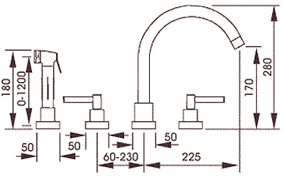 Additional image for Atlas 4 Hole Kitchen Faucet With Spray (Chrome).