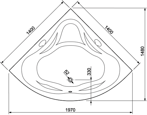 Additional image for Corner Whirlpool Bath. 14 Jets. 1400x1400mm.