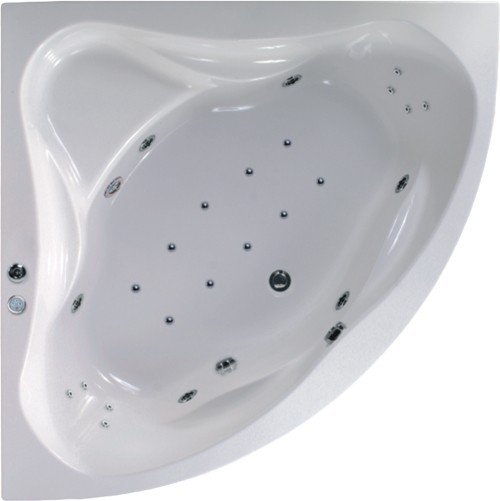 Additional image for Eclipse Corner Whirlpool Bath. 24 Jets. 1400x1400.