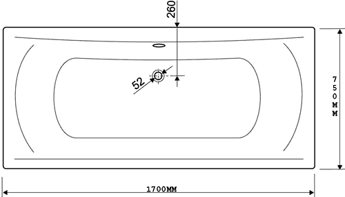 Additional image for Aquamaxx Double Ended Bath.  1700x750mm.