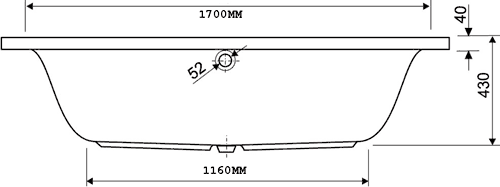 Additional image for Double Ended Whirlpool Bath. 6 Jets. 1700x750mm.