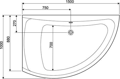 Additional image for Corner Whirlpool Bath. 14 Jets. Left Handed. 1500x1000mm.