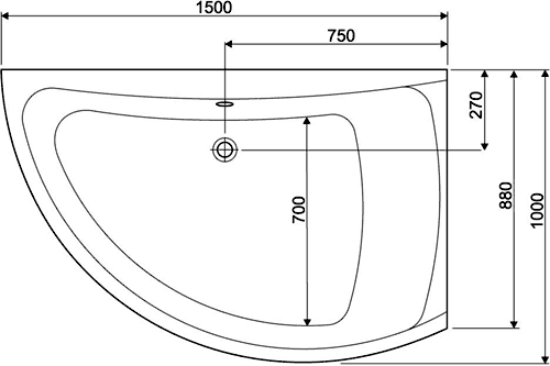 Additional image for Aquamaxx Corner Whirlpool Bath. 14 Jets. Right Handed.