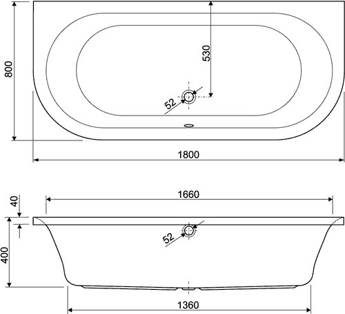 Additional image for Double Ended Bath With Panels.  1800x800mm.