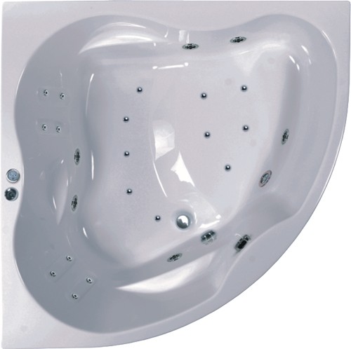 Additional image for Eclipse Large Corner Whirlpool Bath. 24 Jets. 1500x1500.
