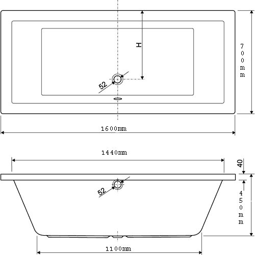 Additional image for Double Ended Whirlpool Bath. 14 Jets. 1600x700mm.