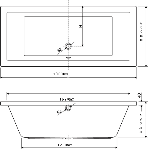 Additional image for Double Ended Whirlpool Bath. 14 Jets. 1800x800mm.