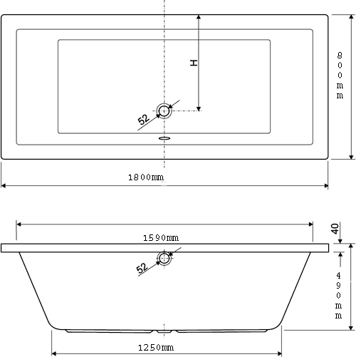 Additional image for Double Ended Whirlpool Bath. 8 Jets. 1800x800mm.
