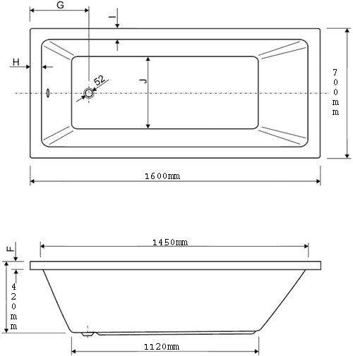 Additional image for Bath.  1600x700mm.