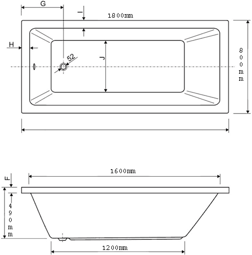 Additional image for Bath.  1800x800mm.