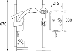 Additional image for 10.4Kw Electric Shower & Riser Rail Kit, Matt Chrome.