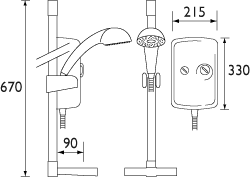 Additional image for 8.5Kw Evo Electric Shower With Riser Rail Kit In White.