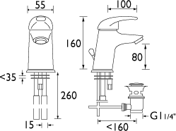 Additional image for Mono Basin Mixer Faucet With Pop Up Waste (Chrome).