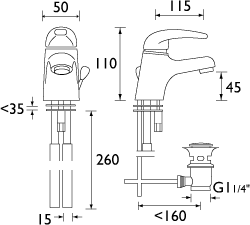 Additional image for Mono Basin Mixer Faucet With Side Action Pop Up Waste (Chrome).