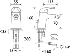 Additional image for Mono Bidet Mixer Faucet With Pop Up Waste (Chrome).