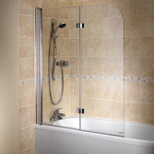Additional image for 2 Panel Bathscreen (Left Handed, Silver).