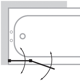 Additional image for 2 Panel Bathscreen (Left Handed, Silver).