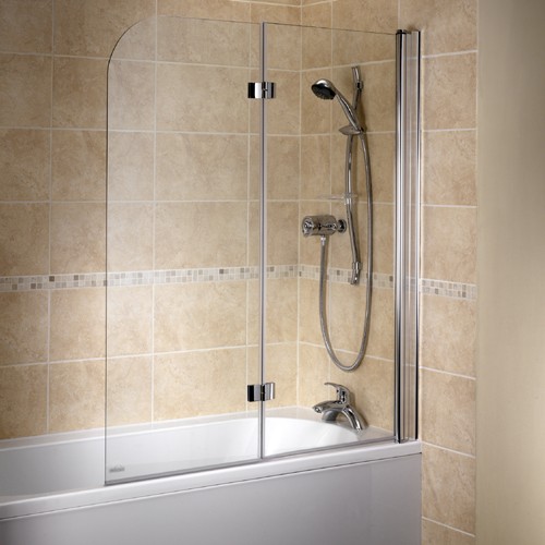 Additional image for 2 Panel Bathscreen (Right Handed, Silver).