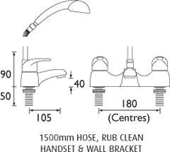 Additional image for Bath Shower Mixer Faucet With Shower Kit (Chrome).