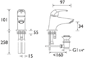 Additional image for Miniature Mono Basin Mixer Faucet With Pop Up Waste (Chrome).