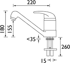 Additional image for Monobloc Sink Mixer Faucet (Chrome).