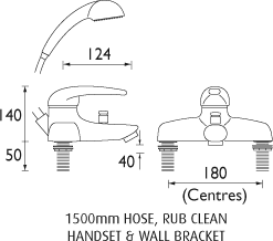 Additional image for Single Lever Bath Shower Mixer Faucet With Shower Kit (Chrome).