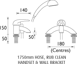 Additional image for Single Lever Bath Shower Mixer Faucet With Shower Kit (Chrome).