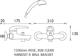 Additional image for Wall Mounted Bath Shower Mixer Faucet & Shower Kit (Chrome).