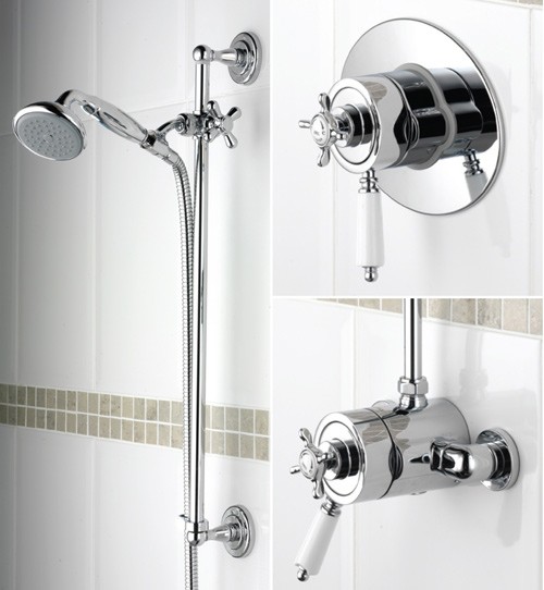Additional image for Traditional Thermostatic Shower Valve And Slide Rail, Chrome.
