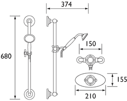 Additional image for Traditional Thermostatic Shower Valve And Slide Rail, Chrome.