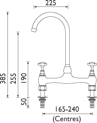 Additional image for Bridge Sink Mixer Faucet, Chrome Plated.