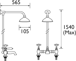 Additional image for Fixed Riser Rail With 4" Shower Rose, Chrome Plated.