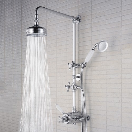Additional image for Traditional Thermostatic Shower Valve With Rigid Riser, Chrome.