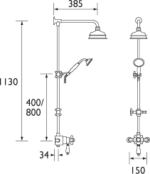 Additional image for Traditional Thermostatic Shower Valve With Rigid Riser, Chrome.