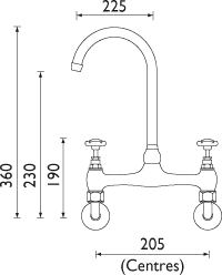 Additional image for Wall Mounted Bridge Sink Mixer Faucet, Chrome Plated.