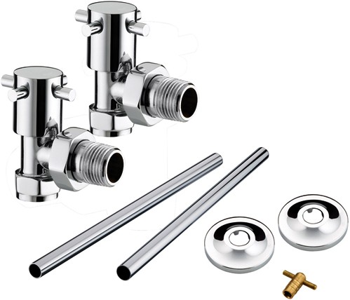 Additional image for Angled Cross Head Radiator Valves Pack (Chrome).